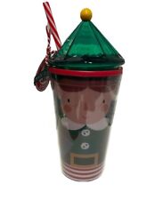 1 X Elf Christmas Travel Cup Beaker With Straw 100 Food Grade Plastic