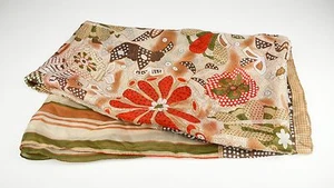 Bufanda de seda 100% Tangaroa Fashions tonos tierra rayas floral geométrico gasa de - Imagen 1 de 3