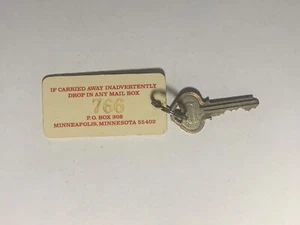 Llavero vintage para habitación de hotel motel con llave Minneapolis Minnesota #766 - Imagen 1 de 2