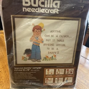 Vtg Bucilla Needlecraft "Special Daddy" Sampler Kit 15x18 Sealed #3528 - Picture 1 of 11