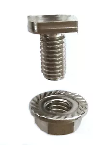 20 Edelstahl Hammerkopfschrauben mit Flanschmutter M6 x12 mm Gewächshaus - Bild 1 von 2