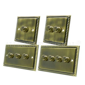 Georgian Antique Brass Dimmer 400W - 10 Amp 1 Gang 2G 3G 4G 2 Way Dimmer Switch. - Picture 1 of 5