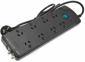 8-Way Surge Protected Power Board w/USB Phone+Tablet Chargers+Switch+Wide Space - Picture 1 of 1