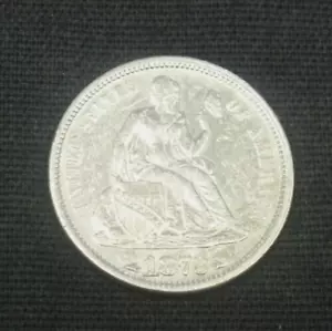 CENTAVO DE PLATA LIBERTAD SENTADA 1873 CON FLECHAS CHORRO BLANCO REDUCIDO 12/06/25 (2414) - Imagen 1 de 2