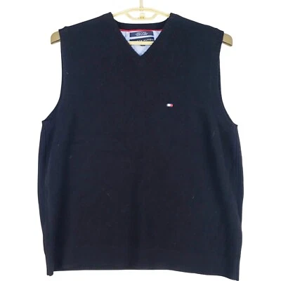 Tommy Hilfiger Suéter Chaleco Lana de Cordero Sin Mangas Tejido Top Negro XL Hecho en Japón Foto 1 de 4