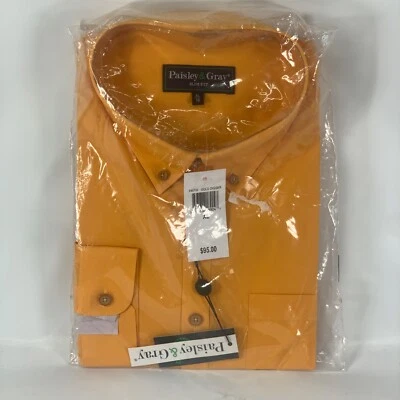 Paisley & Gray Men's XL 18 Shirt Long Slv Slim Gold Button Up NEW NWT MSRP $95 - Image 1 of 4