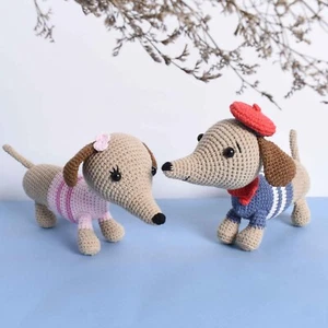 Dachshund Sausage Dog Crochet Plushie Stuffed Toy - Special Gift To Dog Lover - Picture 1 of 6