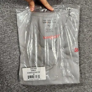 NEW Walgreens Scrub Top Womens Medium Grey Embroidered Logo Stretch Double Sided - Picture 1 of 10