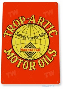 TROP ARTIC OLI MOTORE 11x8 INSEGNA LATTA AUTO AUTOMOBILE MECCANICO PUBBLICITÀ OLIO - Foto 1 di 1