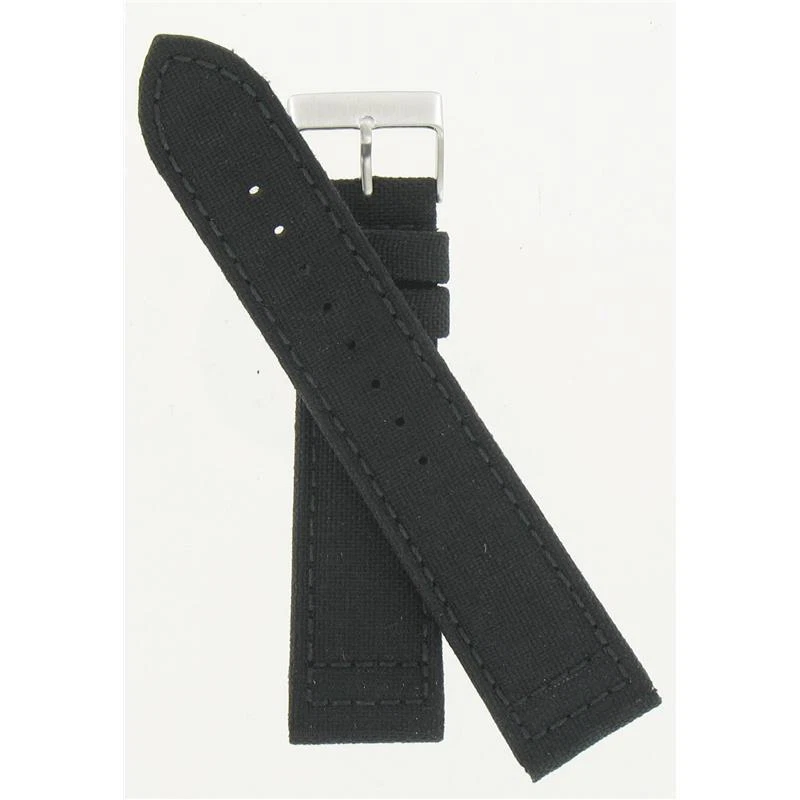 18mm Black Genuine Cordura Hadley Roma Padded Stitched Watch Band Strap Ms850