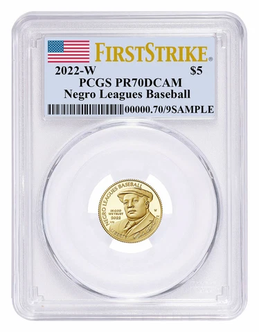 2022 W Negro Leagues Baseball $5 Gold Commemorative PCGS PR70 DCAM FS Cover