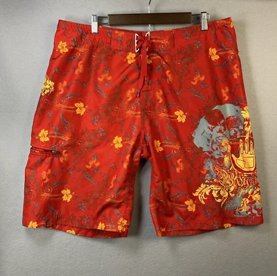 Body Glove Board Shorts Para Hombres 38 Rojo Tropical Surf Natación Bermudas Largas Informal Tío Foto 1 de 4