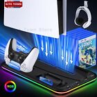 For PS5 Controller Charger Station Dock+PS5 Vertical Cooling Fan Stand RGB Light