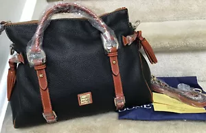 Dooney & Bourke Pebble Leather Large Satchel in BLACK - Picture 1 of 6