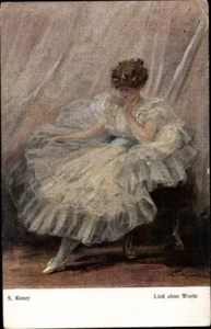 c.1918 Artist S. Koner “Song without Words” Beauty in White Dress; Unused, NM - Picture 1 of 2