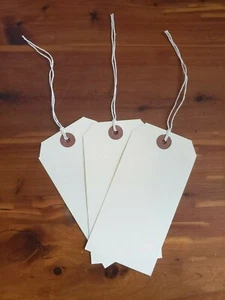 100 Manila Tags 4 3/4" x 2 3/8" Size 5 Inventory Shipping Hang Tag with String - Picture 1 of 12
