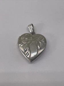 Vintage Schmuck 925 Sterling Silber Herz Foto Halter Anhänger Neuheit - Bild 1 von 8