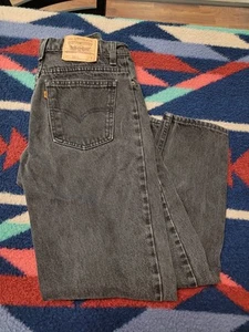 Vintage 90er Levi's 10950 schwarz orange Tab Damenjeans 13 kurz entspannt USA 30x27 - Bild 1 von 11