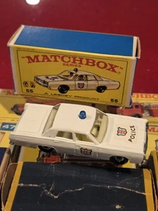 Vintage 1968 MATCHBOX 55D MERCURY POLICE CAR (Blue Light) in Original Box MINTY - Picture 1 of 2