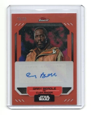 Star Wars Finest 2023 Topps ORANGE Auto FA-GB Gary Beadle as Clem Andor #10/25 - Image 1 of 4