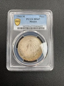 1944-M Mexico Peso PCGS MS67 - Bild 1 von 2