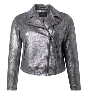 Torrid Metallic Moto Jacket Asymmetrical Zipper Silver Sz 2X - Picture 1 of 11