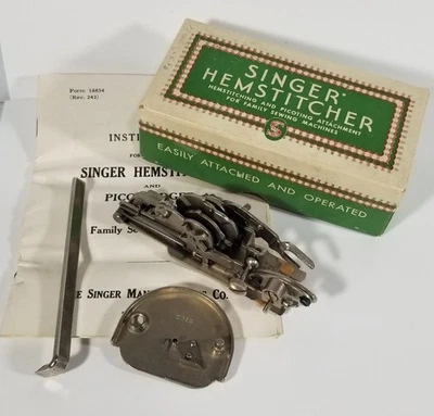 Accesorio picot dobladillo Singer 121387 placa 121388 vintage con caja manual  Foto 1 de 4
