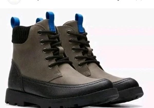 Clarks Heath Ramble Kids Ankle Lace-up Zipper Boots Grey Size uk 1 eu 33 - Picture 1 of 8