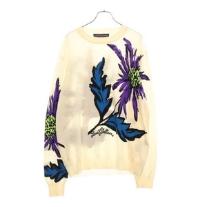 LOUIS VUITTON 23SS Thistle Intarsia Pullover Knit Sweater White RM231 X87 Used c - Picture 1 of 9