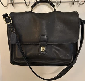 VTG COACH Black Leather Metropolitan 5180 Briefcase Messenger Bag USA Distressed - Picture 1 of 21