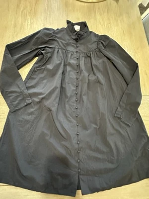 H&M Black Victorian Goth Long Sleeve high collar Midi   Dress XS - Image 1 of 4