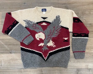 Woolrich 100% Wool Eagle Chunky Knit Sweater Mens M Vintage Pullover Vintage - Picture 1 of 6