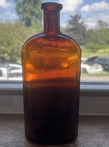 Vintage Unmarked Amber Glass Liquor Bottle 8inch - Picture 1 of 7