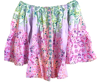 Топ Lilly Pulitzer Nevie размер Small Sunshine Vibes с рукавами-раструбами через плечо - Изображение 1 из 4