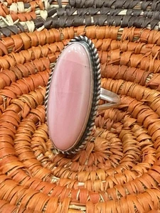 Navajo Sterling Silver Pink Conch Handmade Adjustable Old Style Ring-Donovan Nez - Picture 1 of 9