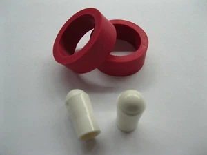 2 ROTE PREMIUM MINI FLIPPER GUMMI RINGE 1"" x 1/2"" mit 2 KOSTENLOSEN weißen Spitzen - Bild 1 von 1