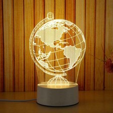 3D Lamp LED Acrylic Bedroom Table Desk Night Light, Globe