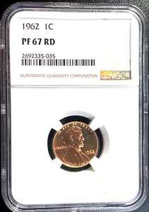 1962 P PROOF LINCOLN MEMORIAL CENT NGC PF67 RD - Picture 1 of 4