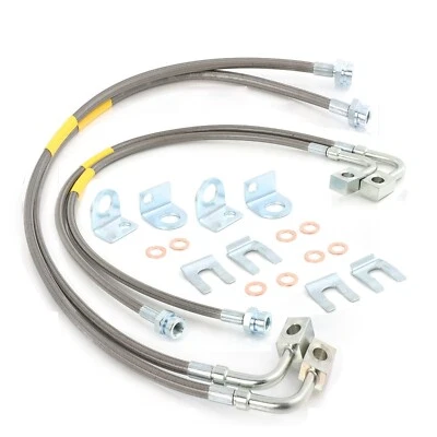 Juego completo de líneas de freno extendidas de acero inoxidable para Jeep Wrangler JK 07-18 4-6" Foto 1 de 4