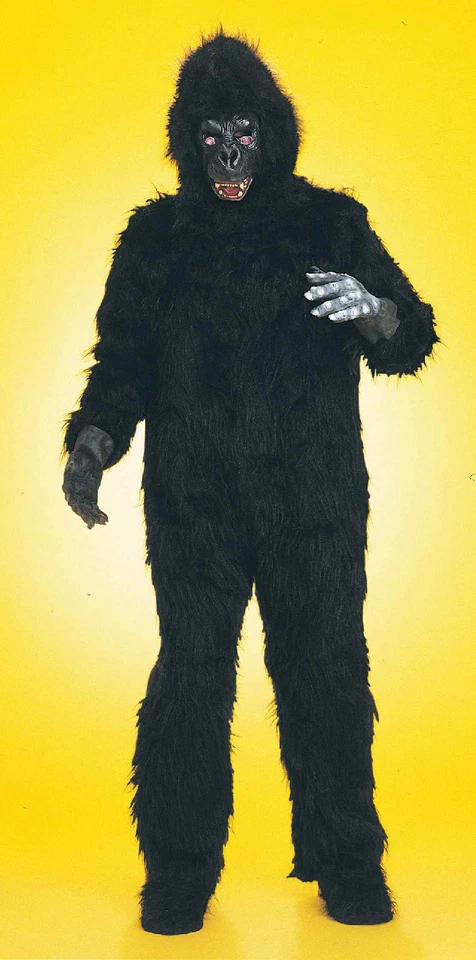 PLUSH GORILLA SUIT ADULT HALLOWEEN COSTUME ONE SIZE BODY, MASK, FEET & HANDS - Image 1 of 1