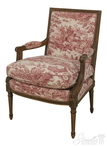 58867EC: French Louis XVI Style Toile Upholstered Open Armchair Cover