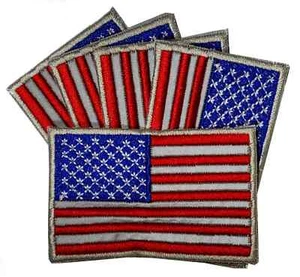US ARMY NIGHT Reflective AMERICAN FLAG Iron on Patch Biker Vest REFLECTOR 5 PCS - Picture 1 of 1