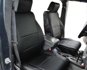CUBIERTAS DE ASIENTO DELANTERAS JEEP WRANGLER JK 4 PUERTAS 2007-2012 VINILO NEGRO A MEDIDA - Imagen 1 de 6