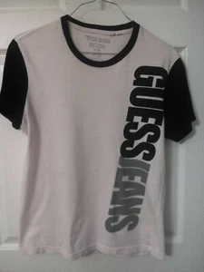 *VINTAGE* GUESS JEANS Spell-Out TShirt. Light/Pale Pink & Black Size MEDIUM (W) - Picture 1 of 11