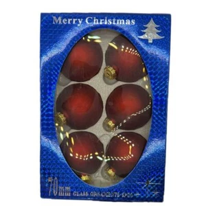 Adornos Árbol Navidad Vidrio 70 mm Rojo en Caja Vintage - Imagen 1 de 2