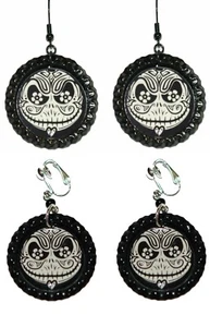 Day of Dead Skellington Bottle Cap Pierced or Clip on Dangle Earrings (CAP024) - Picture 1 of 3