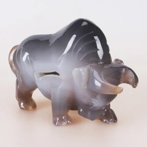 6" Natural Geode Agate Quartz Crystal Hand Carved Bull Animal Carving 850g - Picture 1 of 8