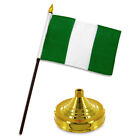 Nigeria 4"x6" Flag Desk Set Table Stick Gold Base