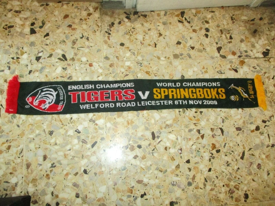 echarpe scarf rugby TIGERS LEICESTER SPRINGBOKS SOUTH AFRICA 2009 WELFORD ROAD - Photo 1/1