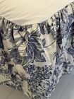 Waverly Toile Bedskirt QUEEN Heritage Floral Blue White Cotton VINTAGE